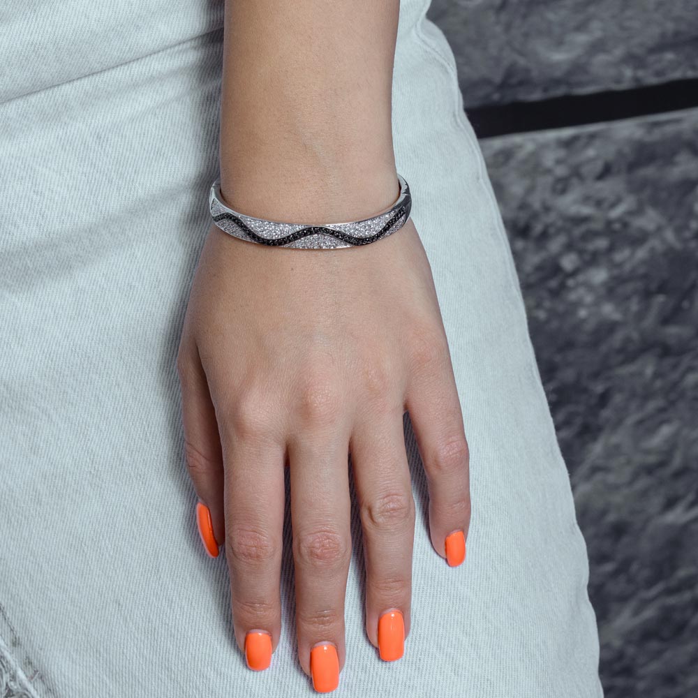 Pulsera de plata 925 rodiada con circonitas cúbicas - BGG00020