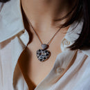 Clearance - Silver 925 Floating Clear CZ Black Rhodium Plated Heart Necklace - BGP00006