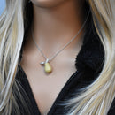 Collar con colgante de pera en plata 925 bañado en oro amarillo con circonitas - BGP00040