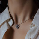 Collar de plata 925 con circonitas y flores chapadas en rodio - BGP00189