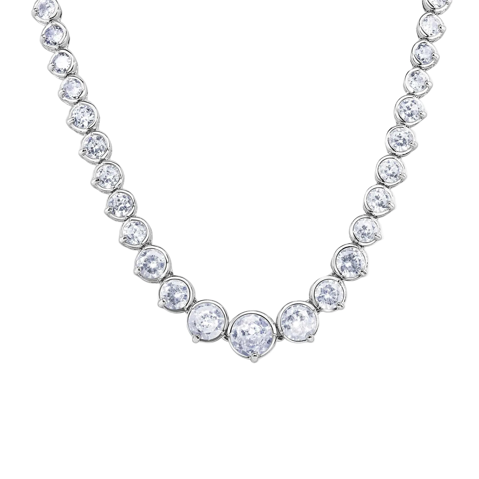 Collar de tenis con circonita cúbica y cadena chapada en rodio de plata 925 - BGP00451