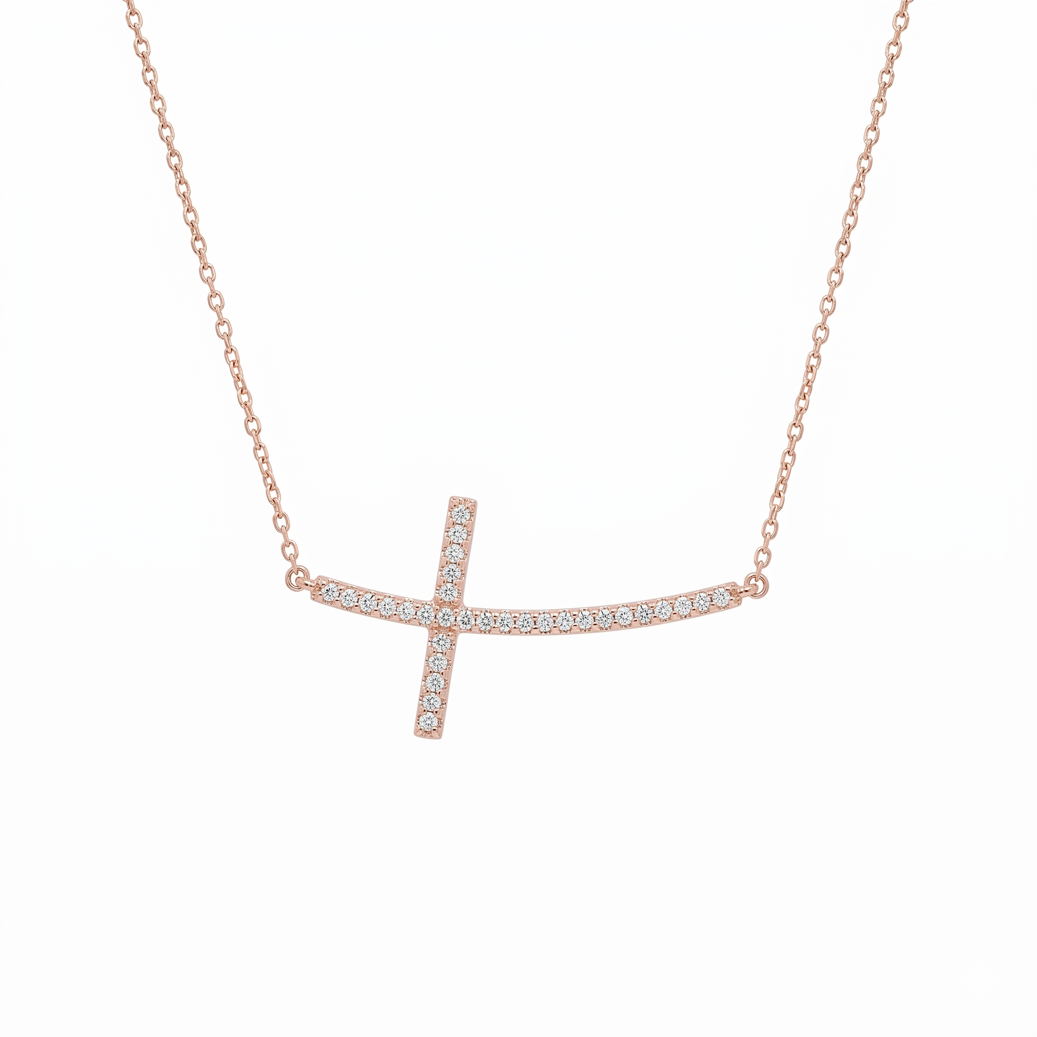 Collar con incrustaciones de circonita lateral chapado en oro rosa de plata 925 - BGP00669