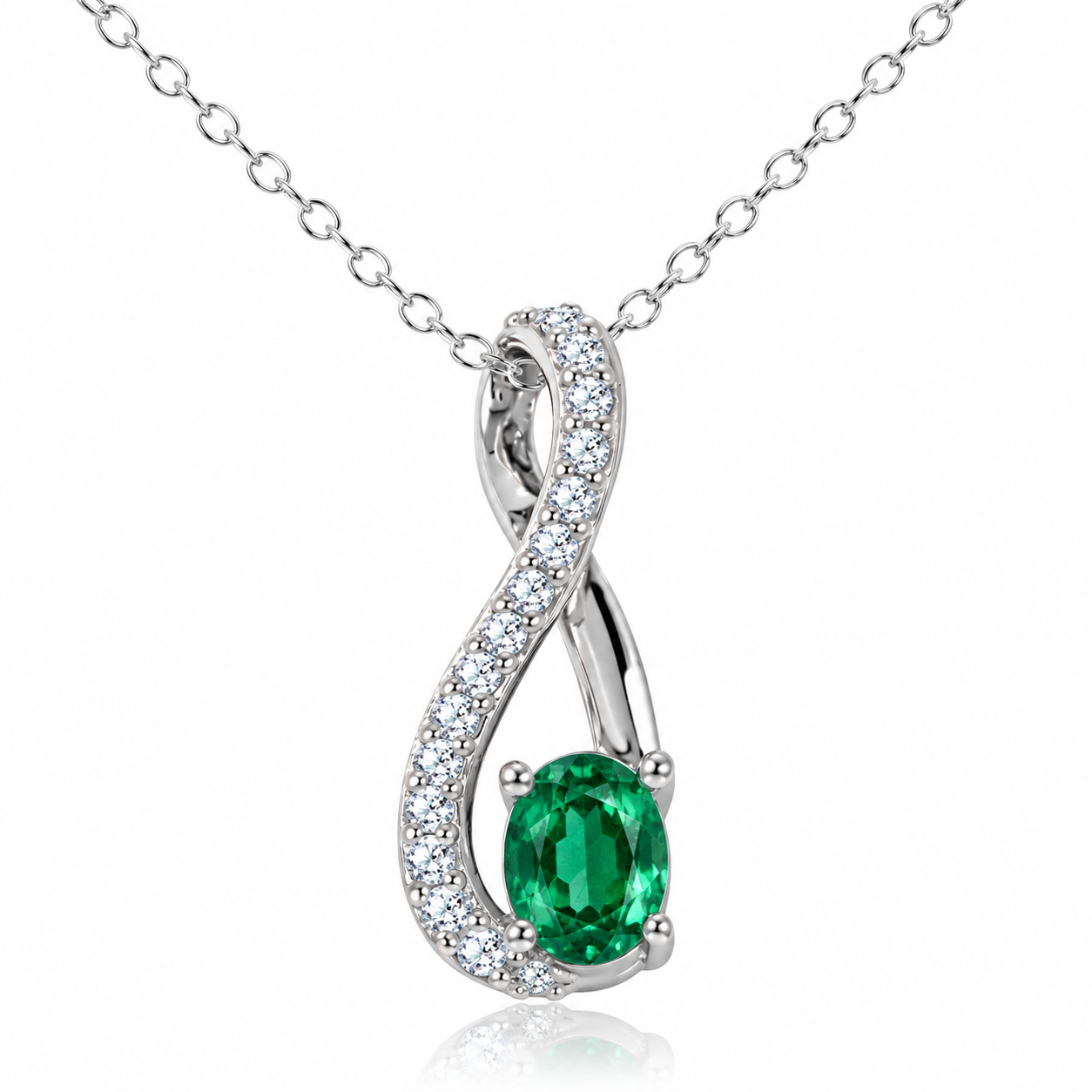 Plata 925 rodiada infinita con circonita y collar de montaje - BGP00909
