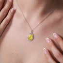 Rhodium Plated 925 Sterling Silver Oval CZ Birthstone Necklace - BGP01034
