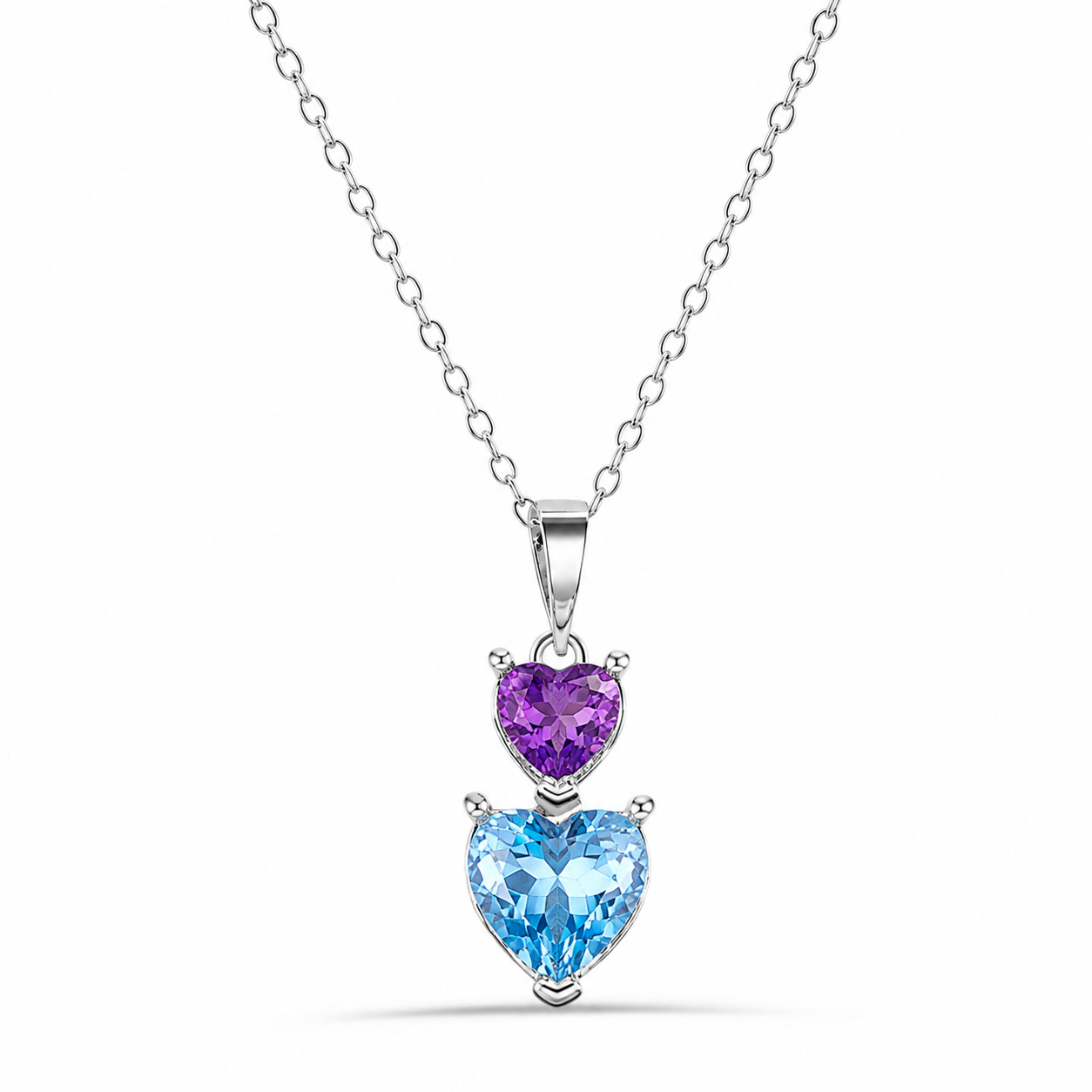 Collar de montaje de gota de 3 corazones personalizado chapado en rodio de plata 925 - BGP00780