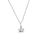 Silver 925 Rhodium Plated Crown Mounting Clear CZ Necklace - BGP01283