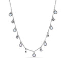 Silver 925 Rhodium Plated Synthetic Opal Clear CZ Necklace - BGP01369