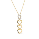 Gold Plated 925 Sterling Silver CZ Drop Down Heart Mounting Necklace - BGP01384GP