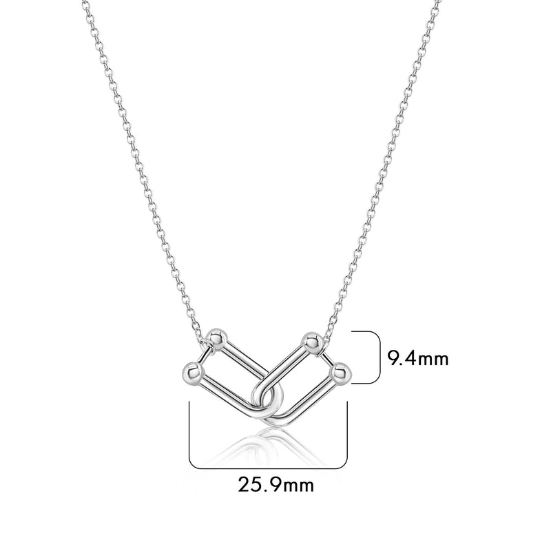 Rhodium Plated 925 Sterling Silver Locking Design Necklace - BGP01485