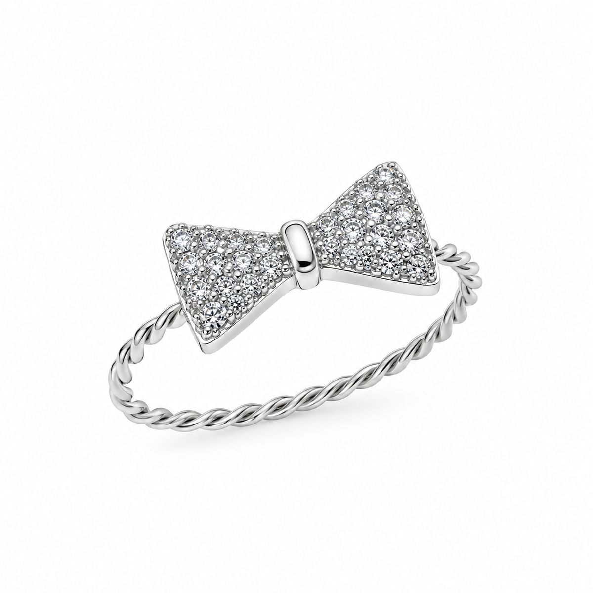 Anillo de lazo con circonitas cúbicas en plata de ley 925 rodiada - BGR01072