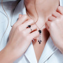 Clearance - 925 Sterling Silver Nickel Free Rhodium Plated Black CZ Ring - STR00823