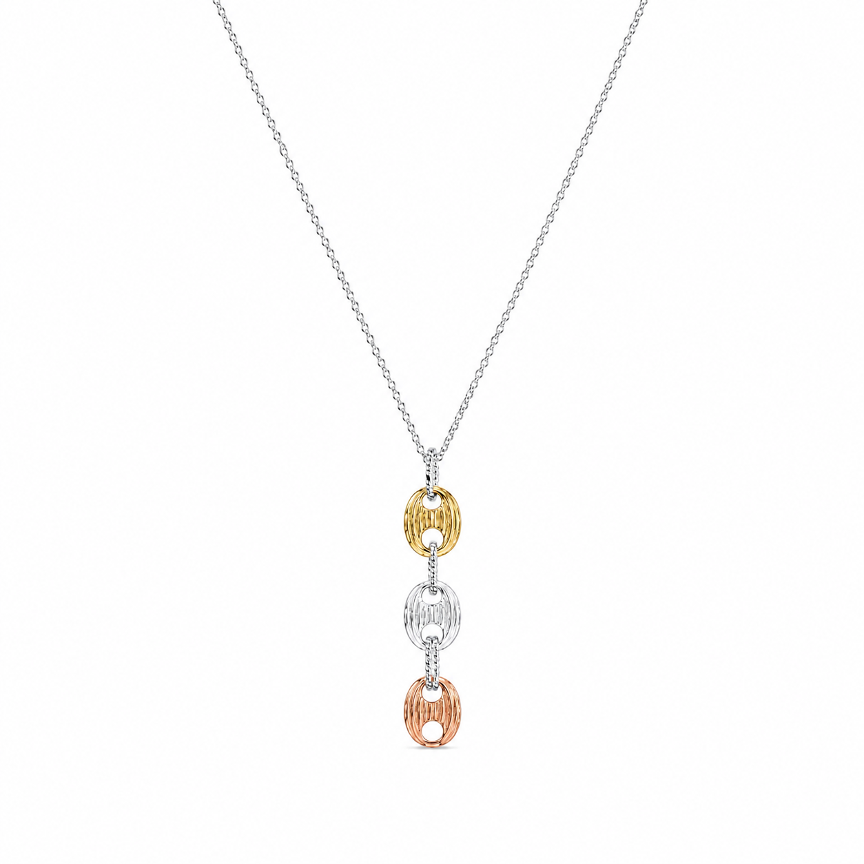 Liquidación - Conjunto de pendientes y collar colgantes multicolores de gancho en plata 925 rodiada y oro rosa - BGS00046