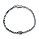 Pulsera de eslabones de trigo y serpiente semicircular chapada en metal de ley 925 - BSB0001