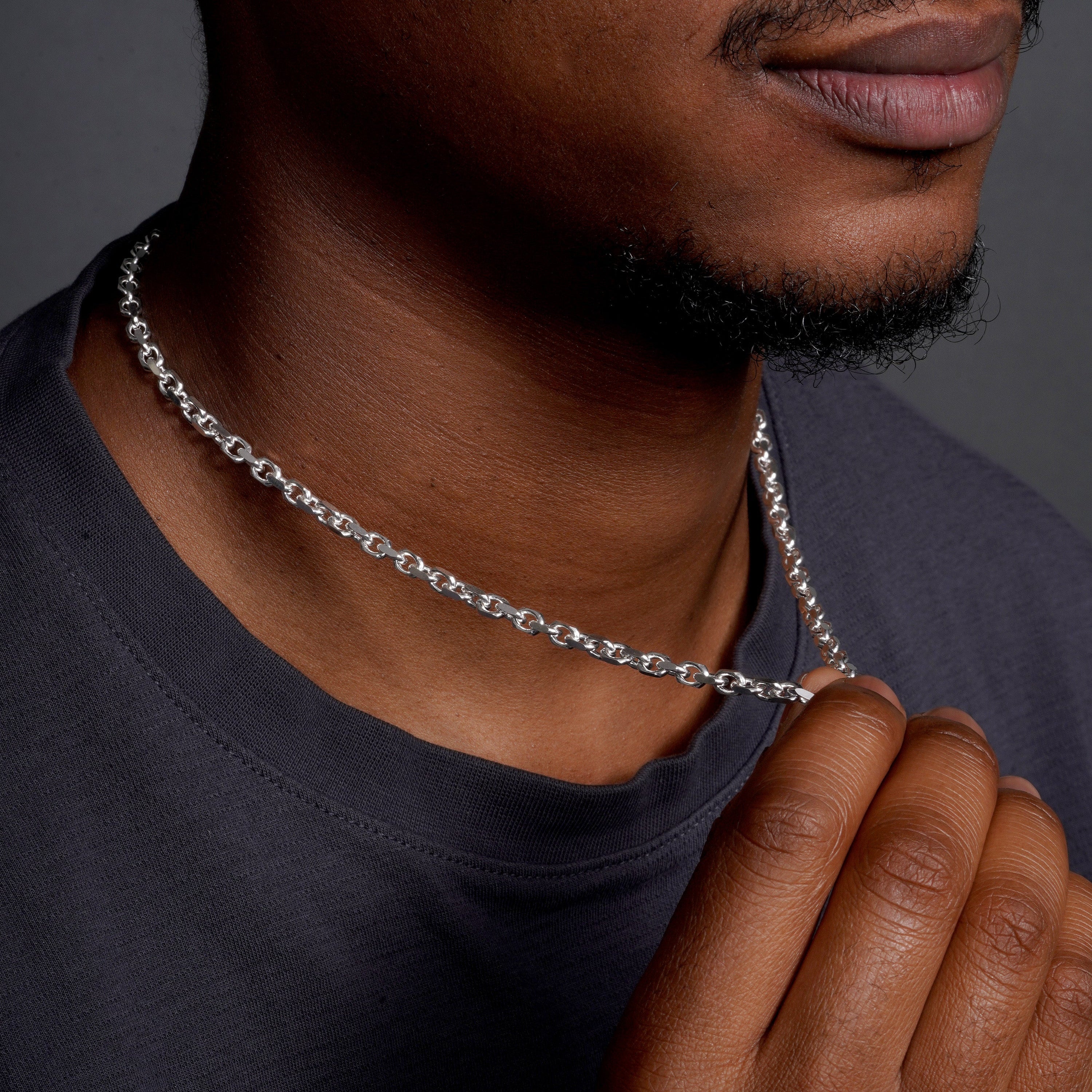 925 Sterling Silver Diamond Cut Forzatina Link 140 Chain 3.8mm - CH19-140