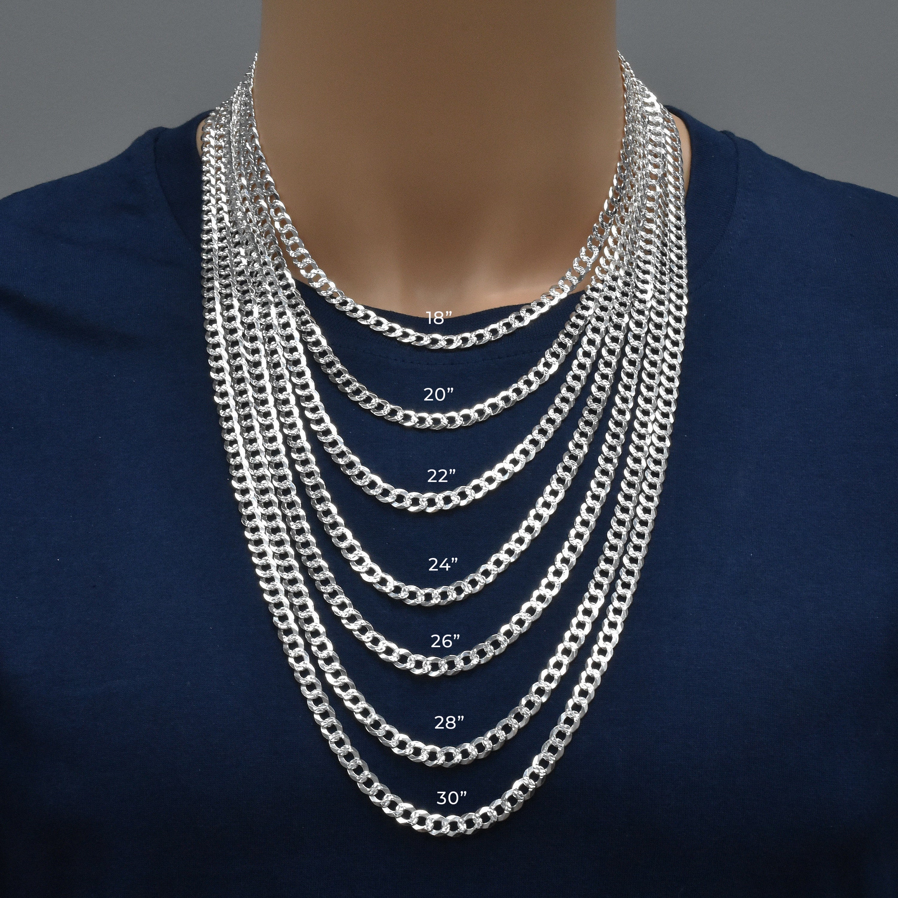Curb 150 1 Side Diamond Cut 1 Side Plain Chain or Bracelet 5.2mm - CH629