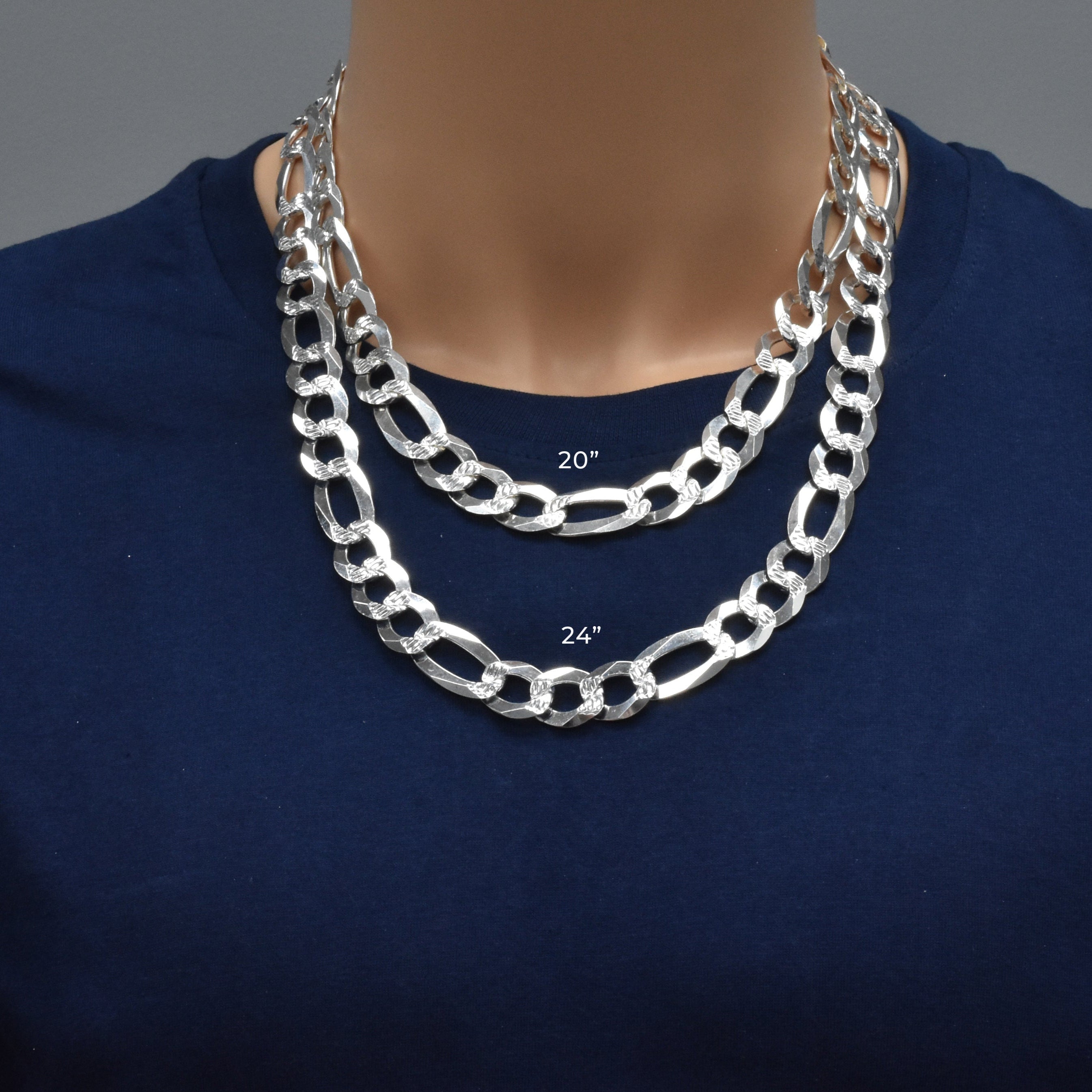 Diamond Cut Figaro 350 Chain 14mm or Bracelet - CH642