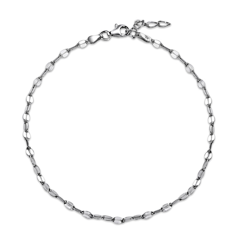 Rhodium Plated 925 Sterling Silver Open Confetti DC Link Anklet - CHA125RH