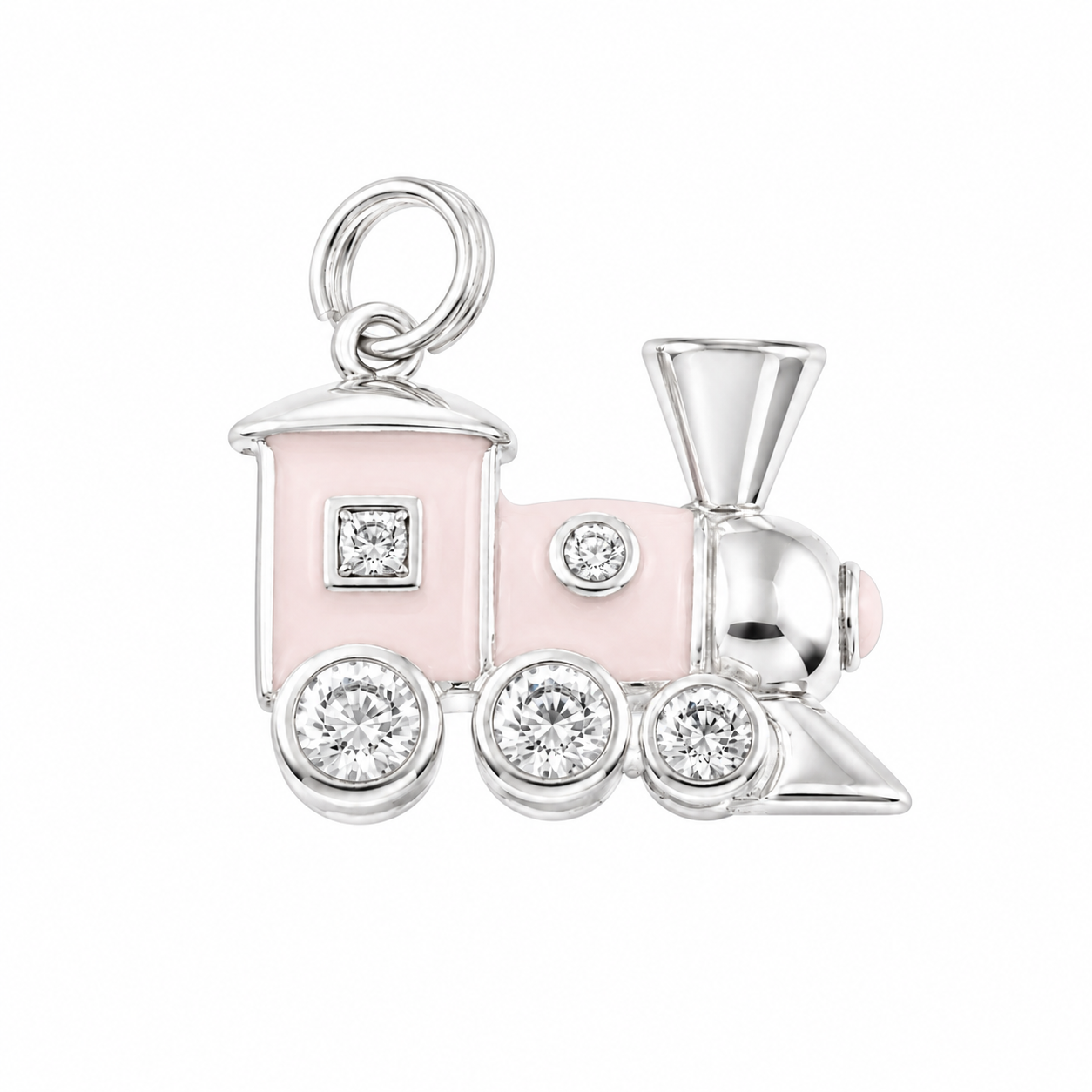 925 Sterling Silver CZ & Enamel Train Charm- CHARM00172