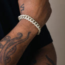 Gold Plated 925 Sterling Silver CZ Encrusted Curb Chain or Bracelet 11.7mm - CHCZ104 GP