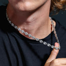 Cadena o pulsera de eslabones ovalados de 8 mm con incrustaciones de circonitas cúbicas en plata de ley 925 rodiada - CHCZ113 RH