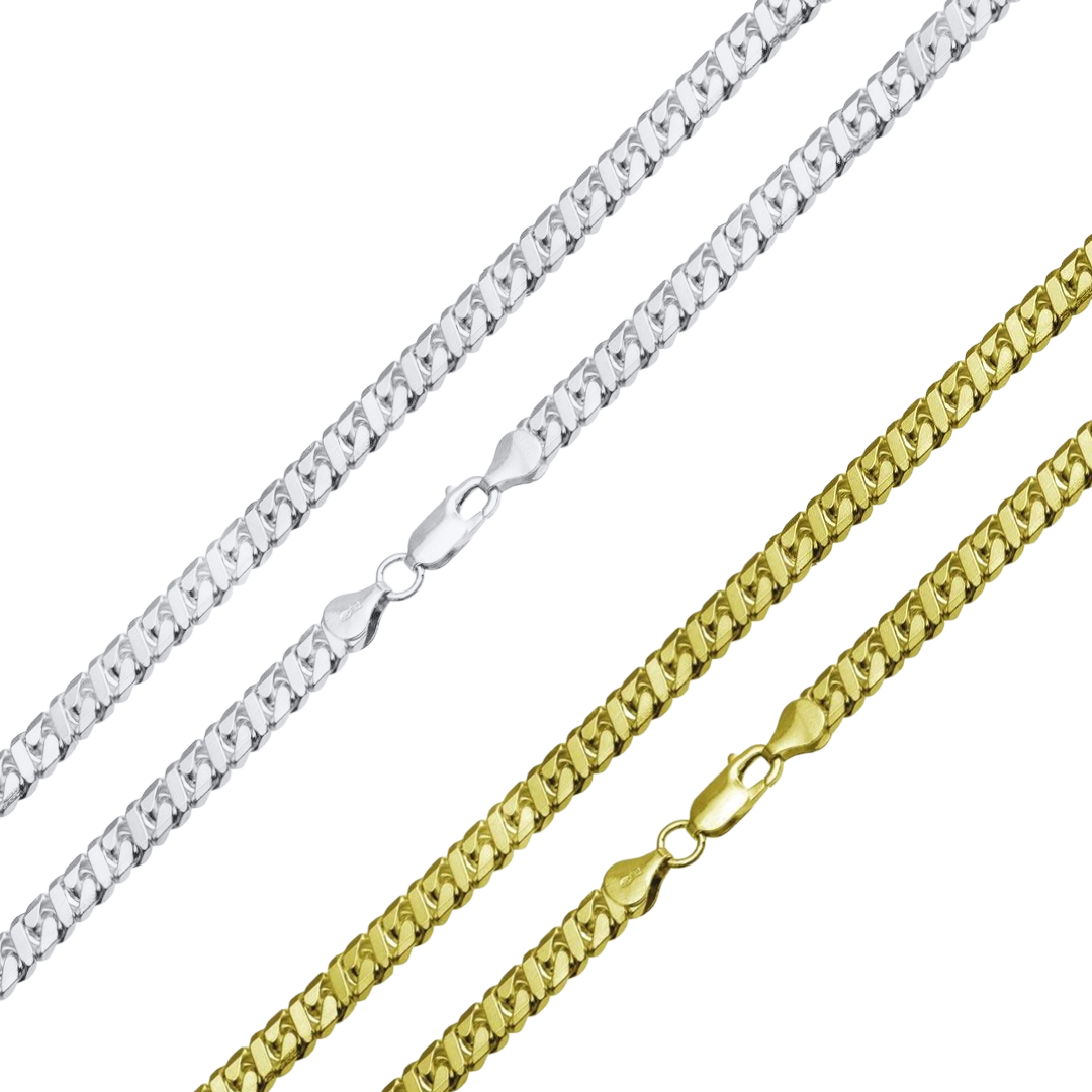 925 Sterling Silver Dollar Cuban Diamond Cut Chain