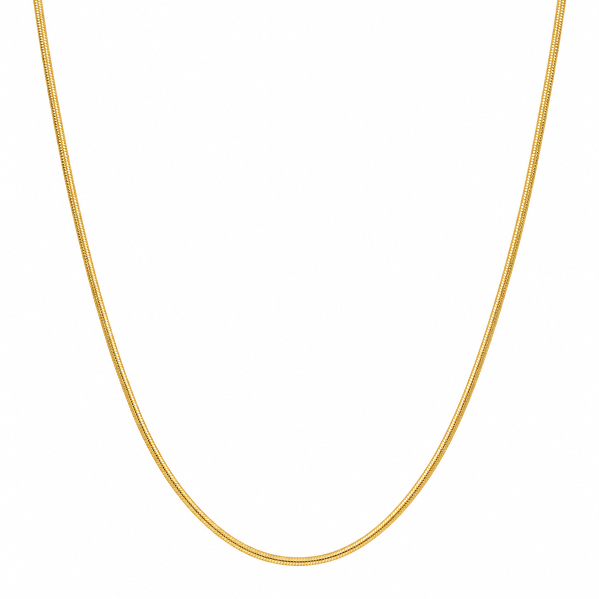 Collar de cadena ajustable con diseño de serpiente redonda de plata de ley 925 bañado en oro - DIN00012GP