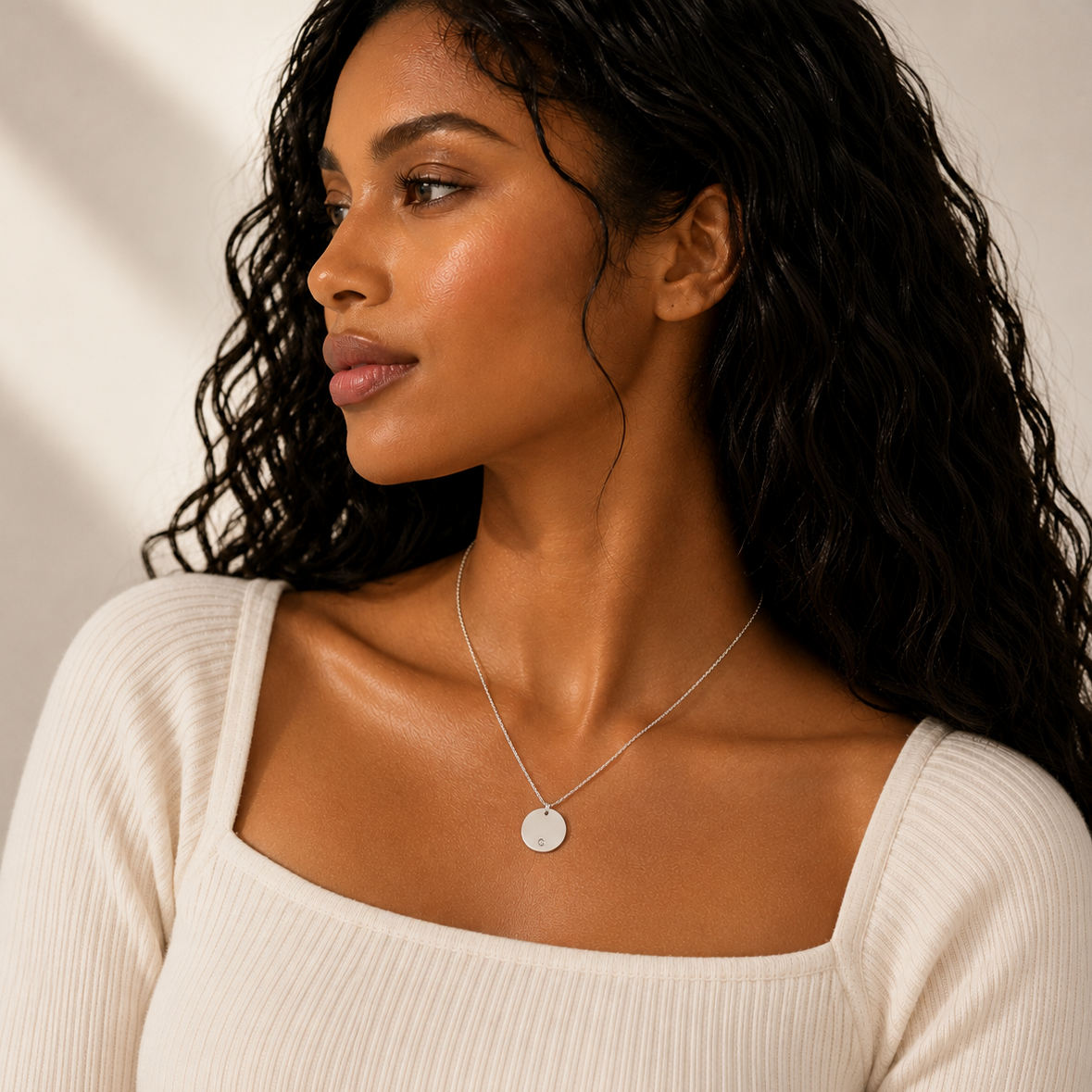 Collar circular grabable de plata de ley 925 rodiada con circonita - DIN00080RH