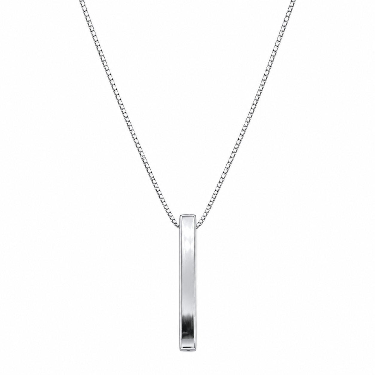 Plated 925 Sterling Silver Drop Down Engraveable Bar Necklace - DIN00108