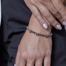 Silver 925 Rhodium Plated and Rose Gold Plated Three Open CZ Heart Bracelet - ECB00019BR