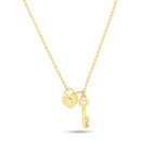 Gold Plated 925 Sterling Silver Medium Love Key and Heart Lock Necklace - ECN00072GP