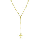 Gold Plated 925 Sterling Silver Beaded Rosary  Necklace - GCP00004-GP