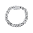 Rhodium Plated 925 Sterling Silver CZ Encrusted Miami Cuban Link 10.2mm Chain Or Bracelet - GMN00198 | GMB00076