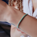 Pulsera de tenis de plata de ley 925 rodiada con circonita verde y clip de 2,3 mm - GMB00108