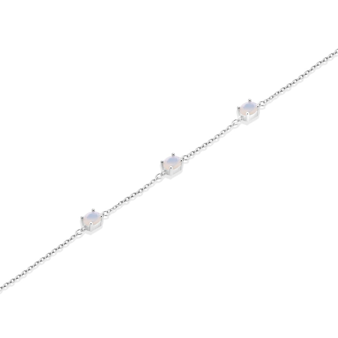 Rhodium Plated 925 Sterling Silver Multi Oval Opal Adjustable Bracelet - GMB00200