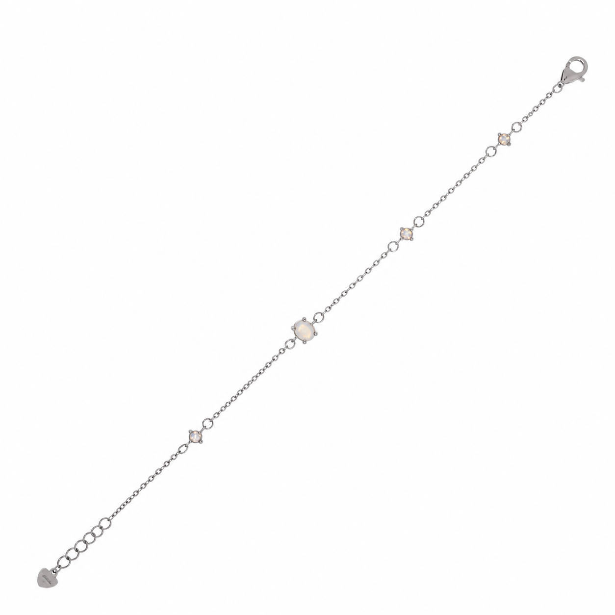 Pulsera Ajustable de Plata de Ley 925 con Baño de Rodio y Ópalos Redondos y Ovalados - GMB00201