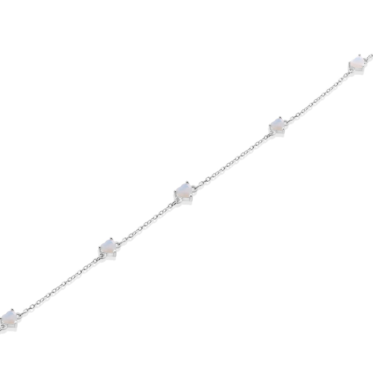Pulsera Ajustable de Plata Fina 925 con Baño de Rodio y Ópalo Multicorazón - GMB00202