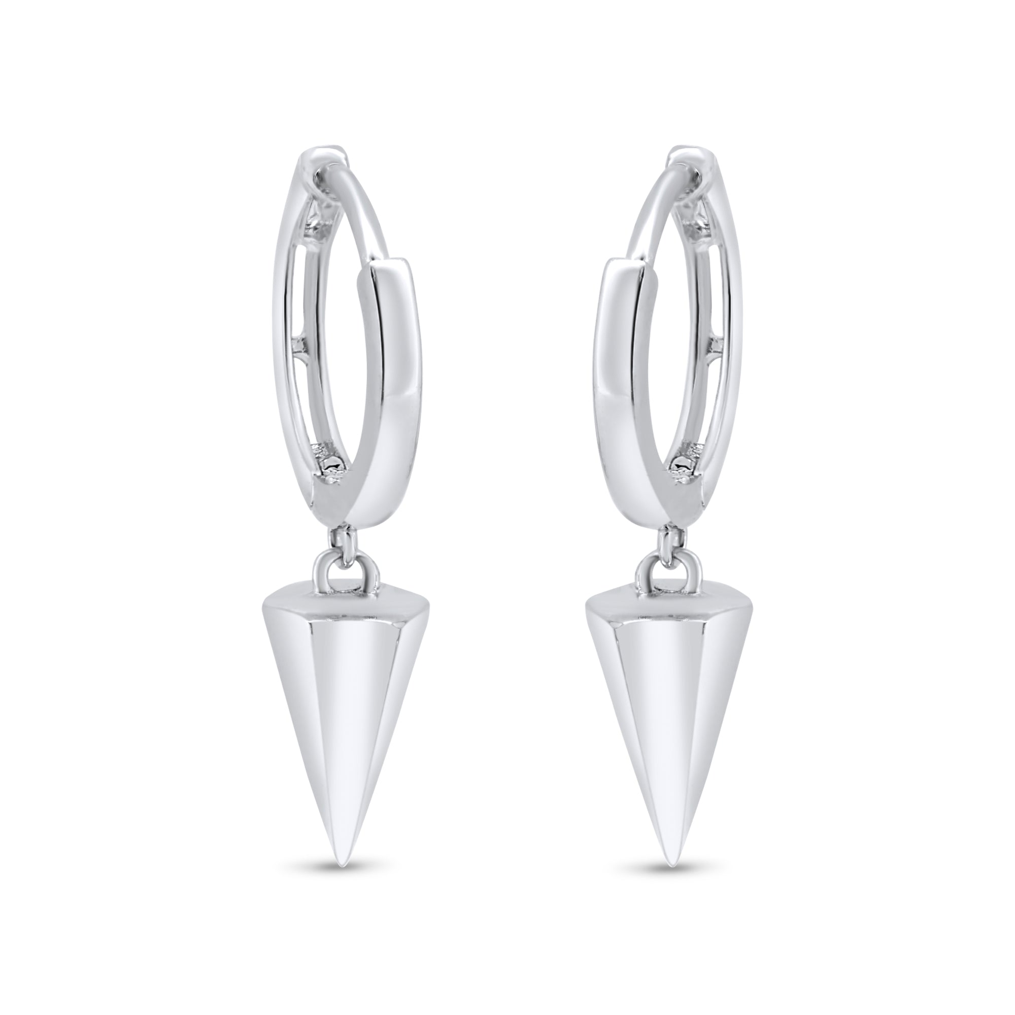 Pendientes de aro de plata de ley 925 rodiada con pinchos punk de 11 mm - GME00145