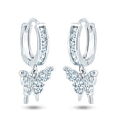 Pendientes Huggie de mariposa colgantes chapados en rodio de plata de ley - GME00152