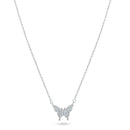 Rhodium Plated 925 Sterling Silver CZ Butterfly Necklace - GMN00199