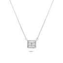 Rhodium Plated 925 Sterling Silver Round Baguette CZ Square Necklace - GMN00200