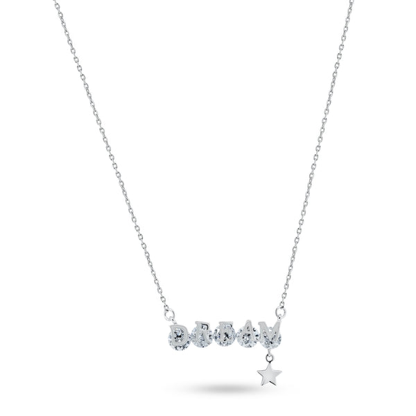 Rhodium Plated 925 Sterling Silver CZ Dream Necklace - GMN00206