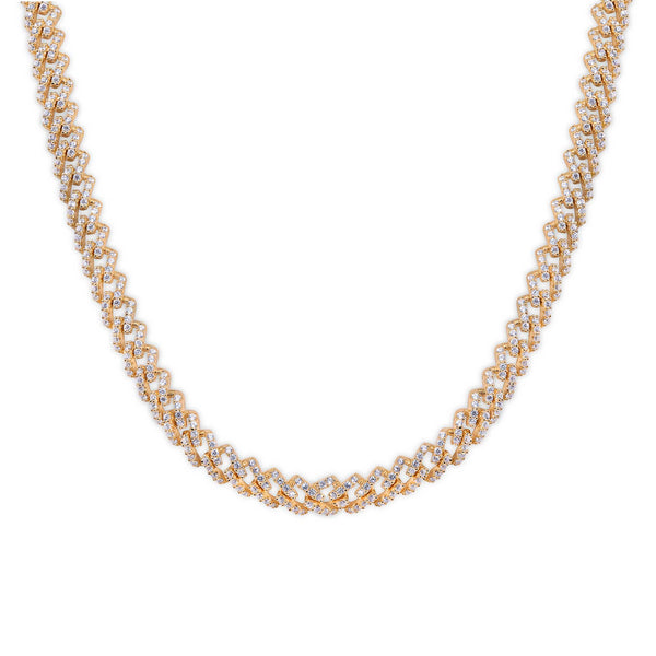 Silver 925 Gold Plated 5.5mm CZ Encrusted Monaco Chain or Bracelet - GMN00212GP | GMB00129GP