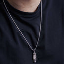 Colgante de San Judas Tadeo de plata de ley 925 rodiada con circonitas transparentes de 30 mm - GMP00086