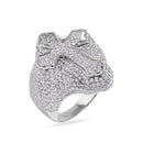 Rhodium Plated 925 Sterling Silver Cross Clear CZ Studded Top 30mm Ring - GMR00392