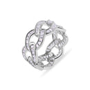 Rhodium Plated 925 Sterling Silver Curb Baguette Clear CZ 10.3mm Ring - GMR00399