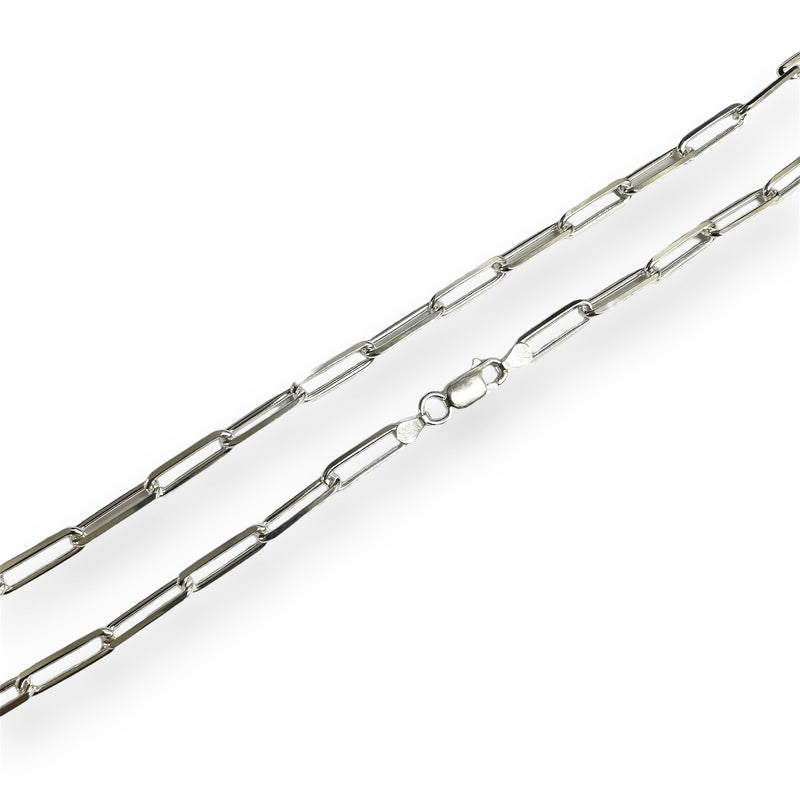 925 Sterling Silver Diamond Cut Paperclip 120 Link 4.3mm Chain - CH27