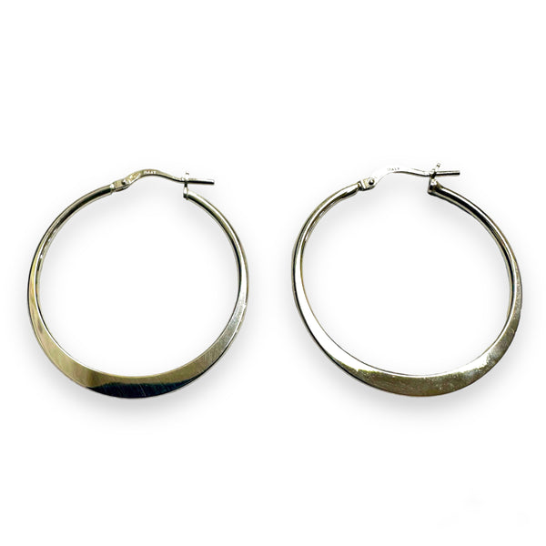 Rhodium Plated 925 Sterling Silver Sterling Silver 1.5mm Hoop Latch Back Earrings - ARE00033RH