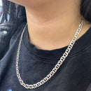 Cadena o pulsera plana Marina de plata de ley 925 de 6,2 mm con corte de diamante de 140 quilates y un solo lado - CH672
