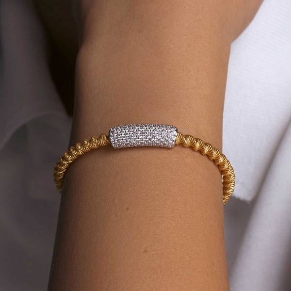 Gold Plated 925 Sterling Silver Italian Bracelet with CZ - ITB00095GP