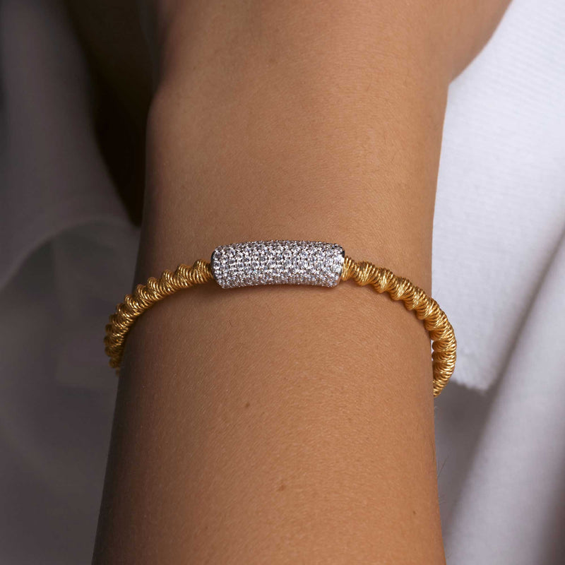 Silver 925 Gold Plated Italian Bracelet with CZ - ITB00095GP